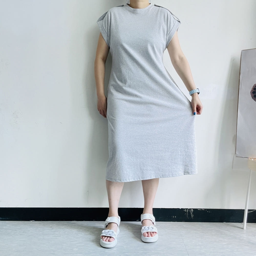캡소매원피스 비죠 편한 시원한 반팔 롱원피스 - 상세 이미지 3