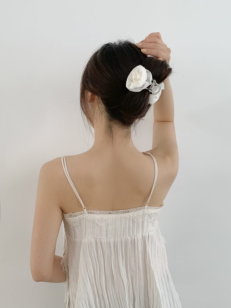 [자체제작/국내생산] 프레쉬 로즈 헤어클로 S - 메탈 장미꽃머리핀 꽃집게핀 백장미 장미삔 - 상세 이미지 5