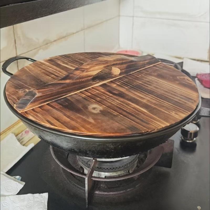 가마솥 뚜껑 나무 탄화색 아궁이 순대 덮개 수제 냄비 30cm - 상세 이미지 5