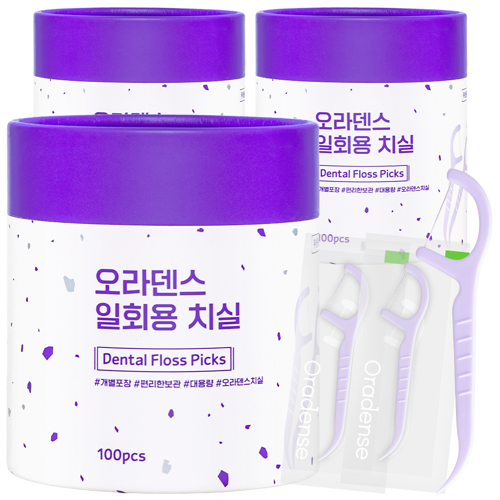 오라덴스 개별포장 일회용 치실 Y형, 100개입, 3개