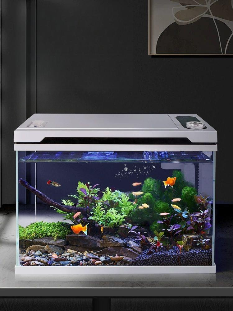 스마트 무환수 어항 구피 유리 세트 수족관 청소 열대어 DY화이트 380x240x300mm - 상품 이미지