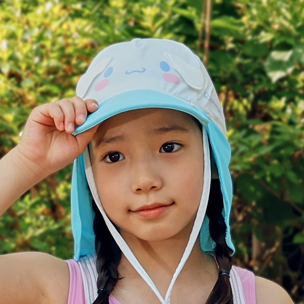 산리오 시나모롤 아쿠아 플랩캡 키즈 유아 어린이 초등학생 수영장 해변 물놀이 모자 썬햇 - 상품 이미지