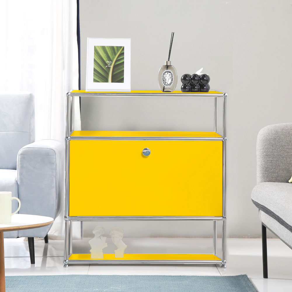 이가페 미드센츄리 모듈거실장 모노 1x3 더블플로어 수납장 770x400x810mm, 3단, 화이트 - 상세 이미지 2