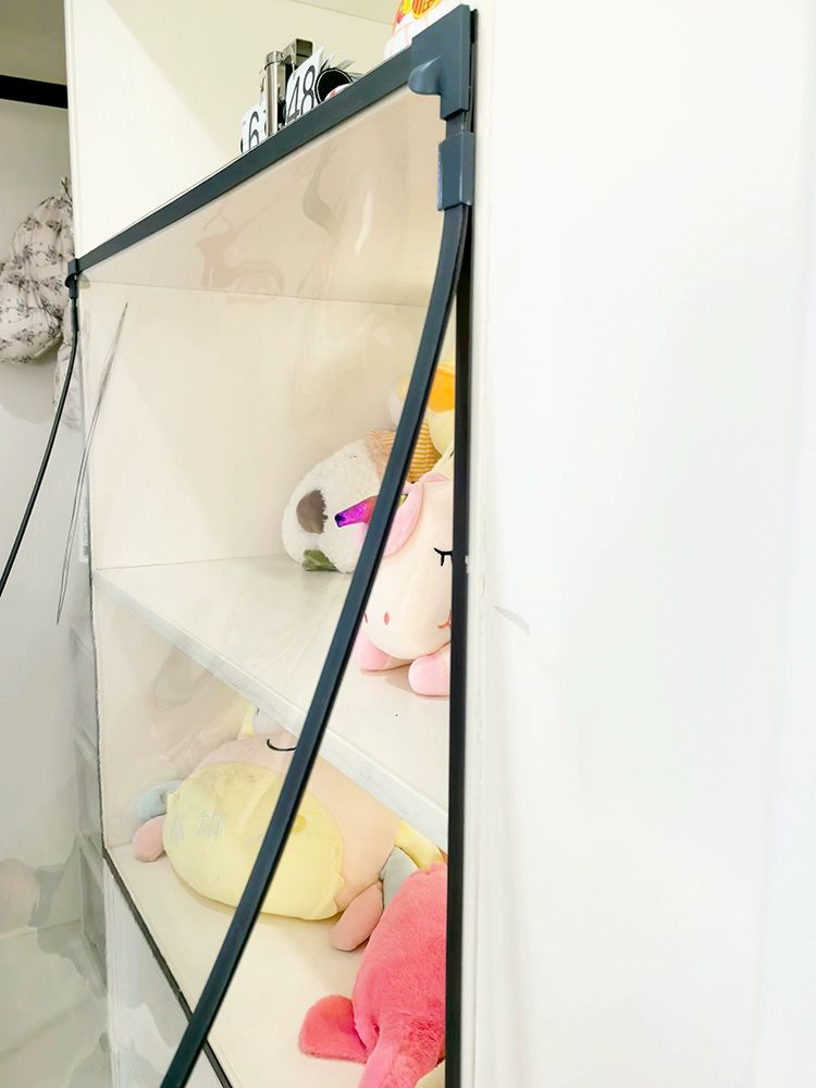 투명 책장가리개 pvc 가림막 수납장 오프화이트 문달기 베이지화이트 120x135cm - 상세 이미지 3