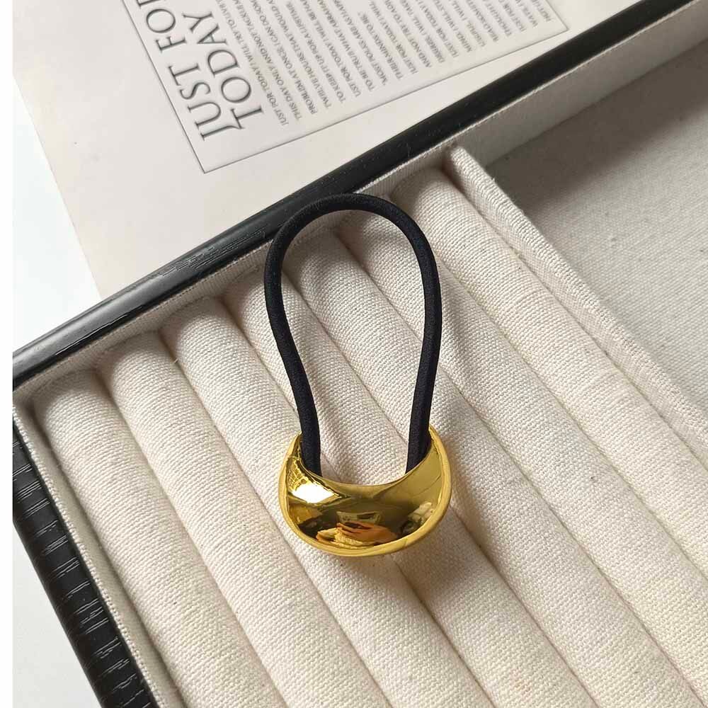 레이디두아 신혜선 헤어밴드 고급스러운 금색 유광 금속재질 곡선형 도톰한 볼드 금색 트럼펫 - 상품 이미지