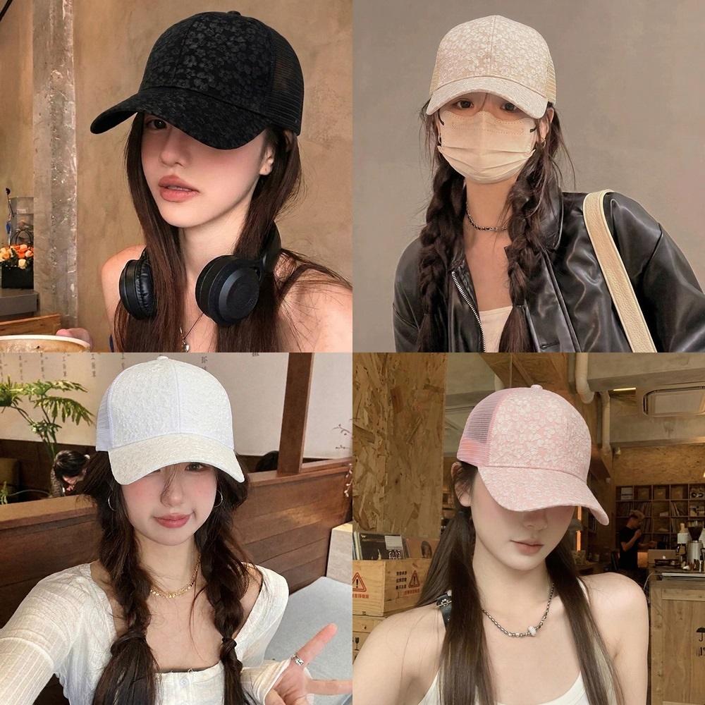 플라워 메쉬 볼캡 캡모자 자수 여성 데일리 여행 야외 햇빛가리개 이미지 8