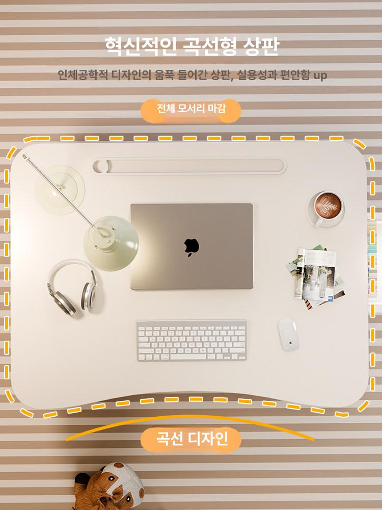 접이식 베드 폴딩 미니 침대위책상 소형밥상 접는상 좌식 60x40x28 다크월넛 곡면 미끄럼방지 다리 - 상세 이미지 3