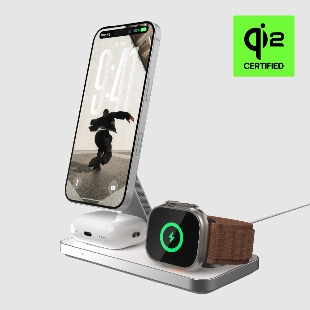 파우트 Qi2 3in1 맥세이프 고속 무선 충전기 HANDS7 PRO 화이트 - 상품 이미지