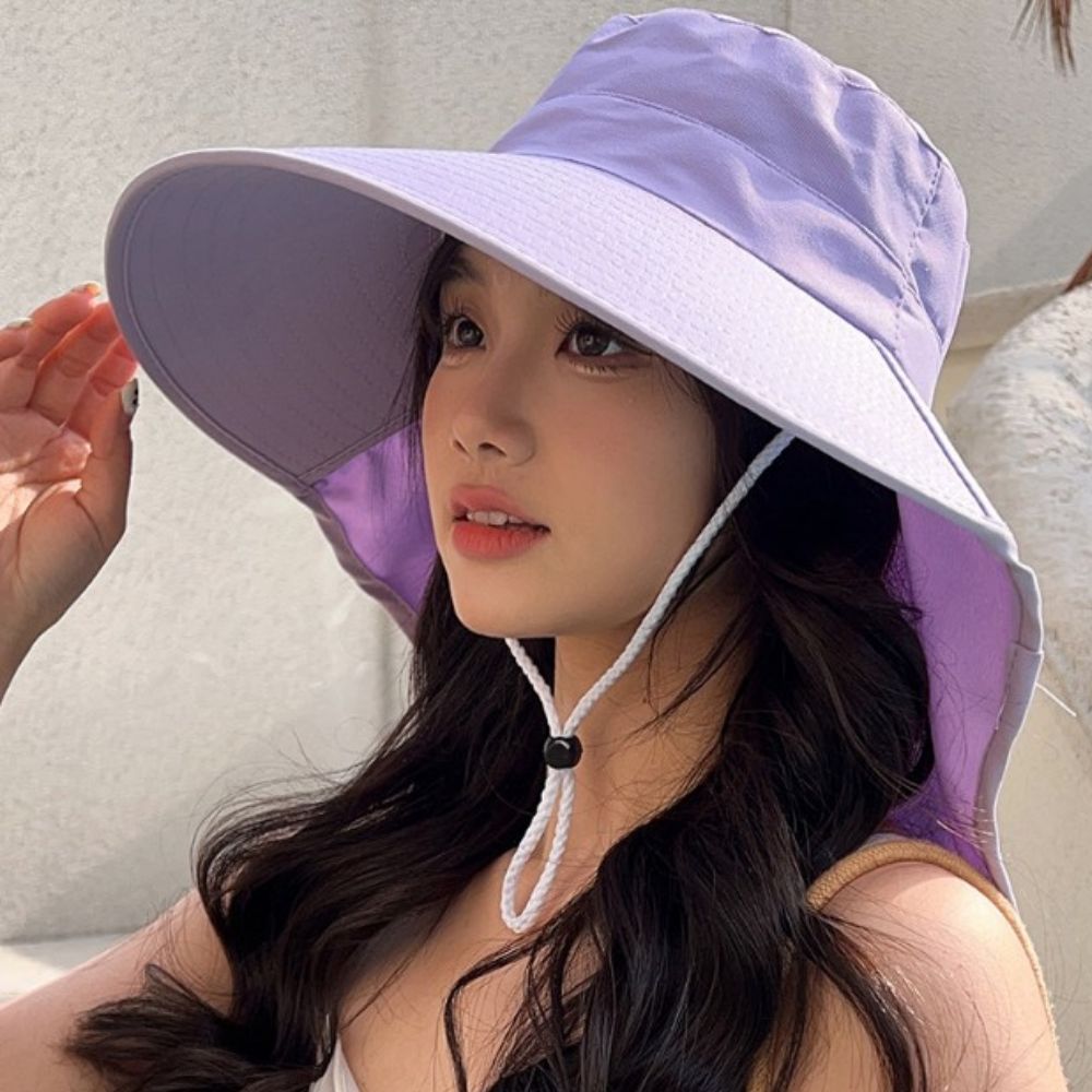 자외선차단버킷햇 넓은챙모자 여성모자 여름 와이드챙 비치 - 상세 이미지 3