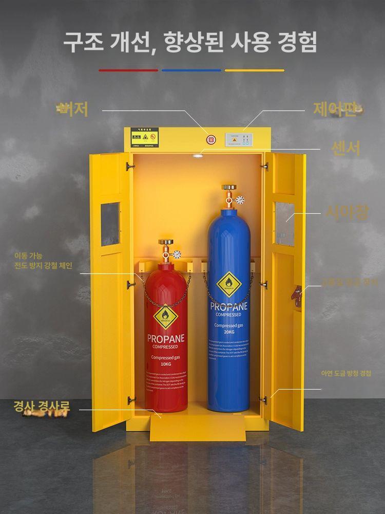 2구 가스통 보관함 산소통 저장소 방폭 안전 위험물 지지대 보관대 거치대 - 상세 이미지 2