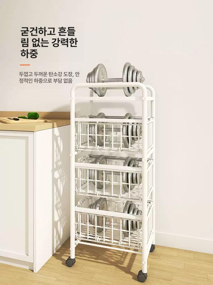 틈새장 스탠딩 주방 슬라이딩 부엌 다이 화이트 5칸 - 상세 이미지 4