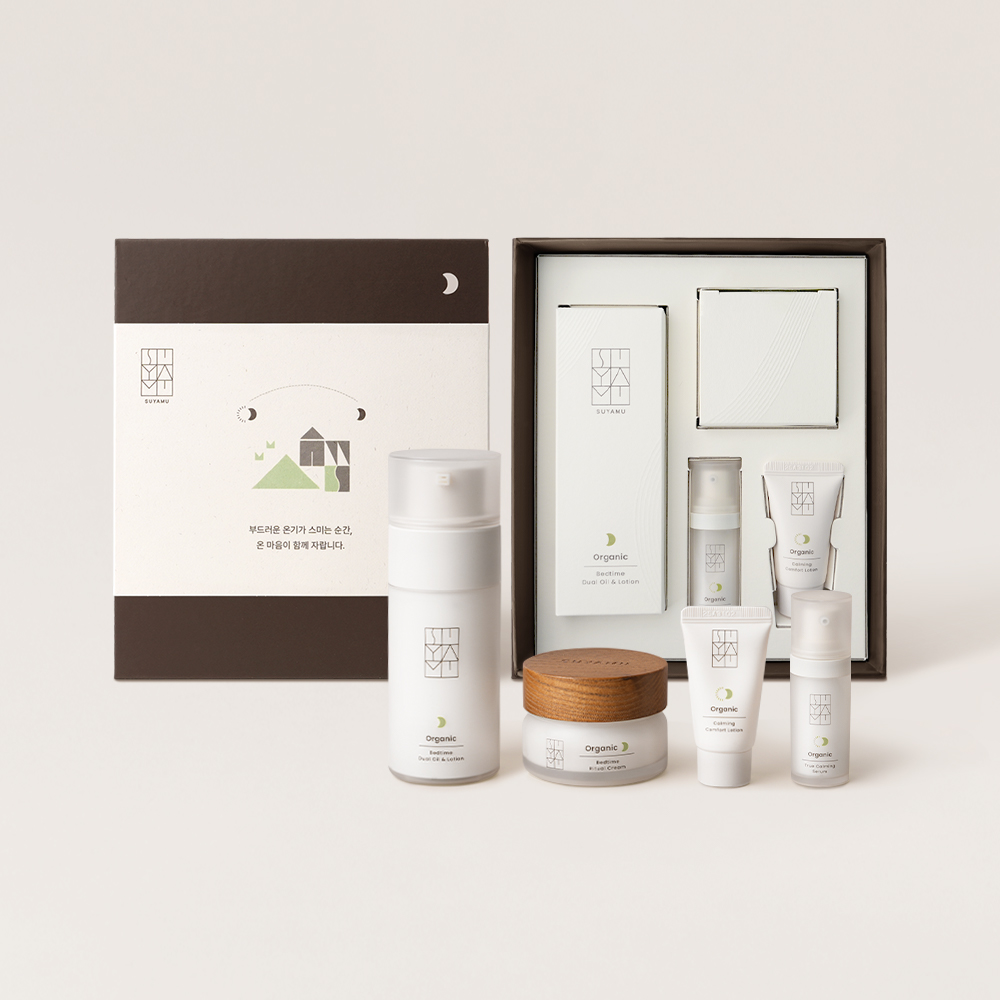 수야무 오가닉 베드타임 세트 (크림 50ml+듀얼 100ml+세럼 10ml+로션 10ml) - 상품 이미지