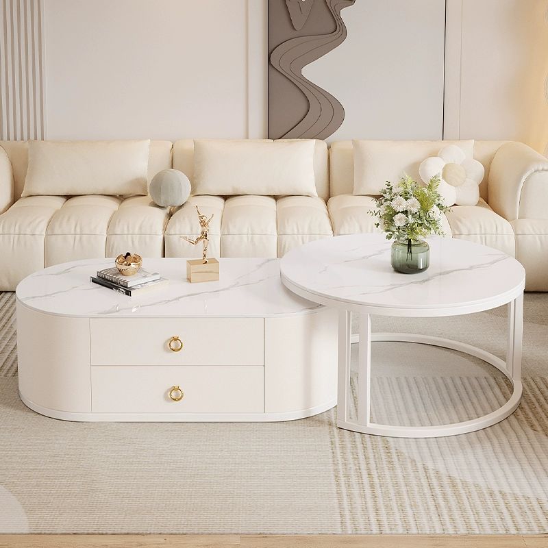 세라믹 거실테이블 대리석 인테리어 원형 탁자 템파보드 플랫 단일 120cm 80cm 레인보우 글라스 - 상세 이미지 4