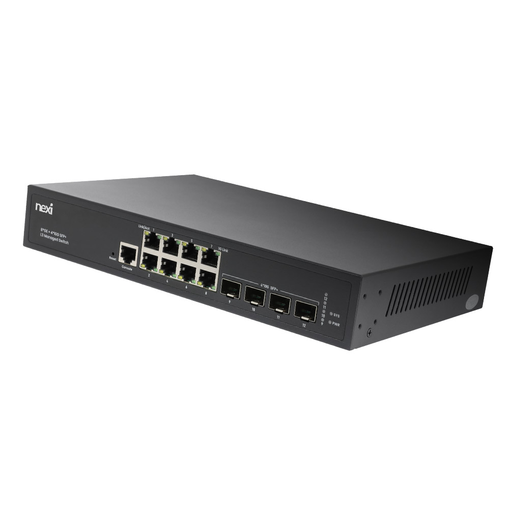 넥시 8포트+4포트 SFP+ L3 관리형 기가비트 스위칭허브 NX-SG3012F-L3 NX1579 - 상품 이미지