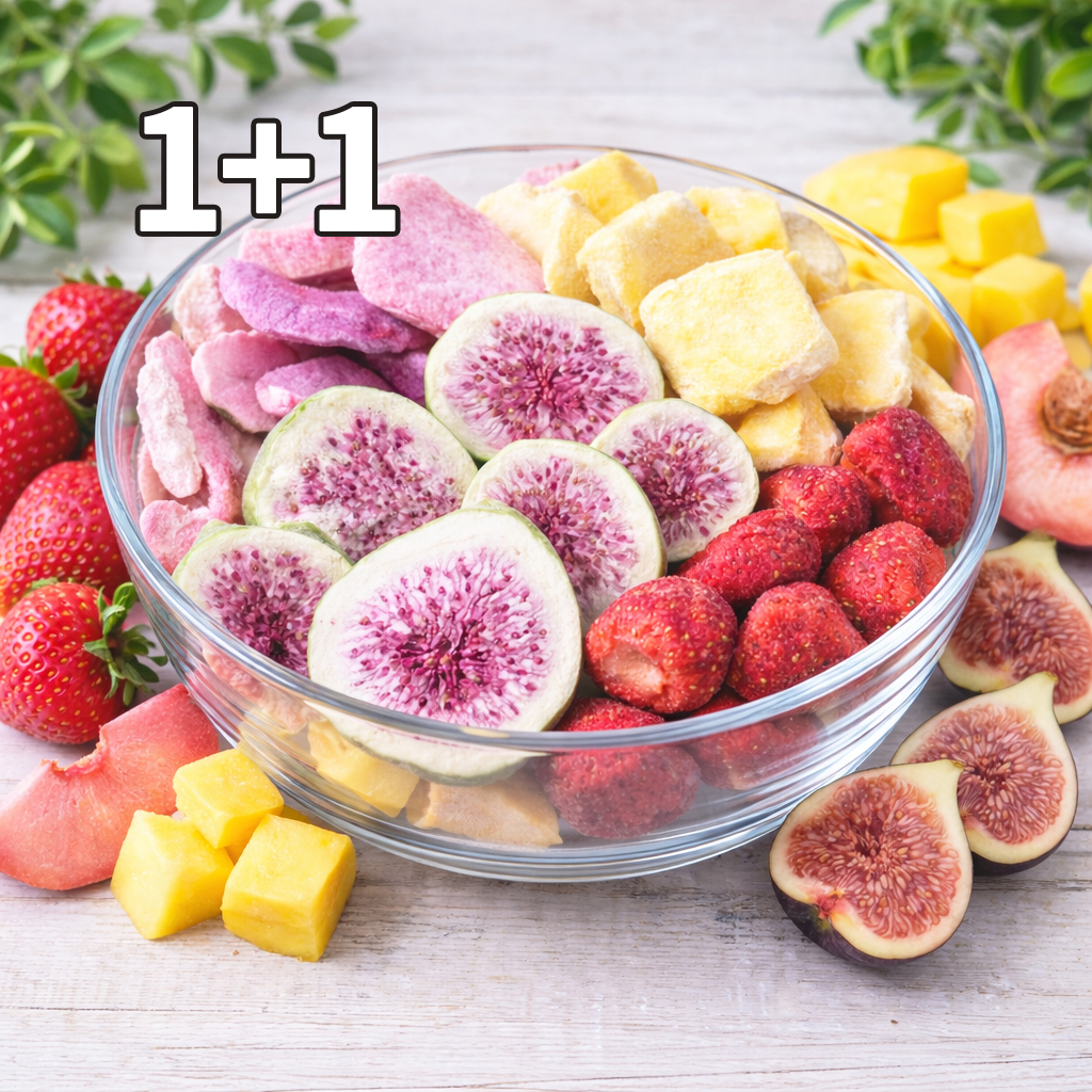 (N)  1+1 더하루 동결건조과일 칩 4종믹스 딸기 복숭아 망고 무화과 혼합 건강 아이간식 - 상품 이미지