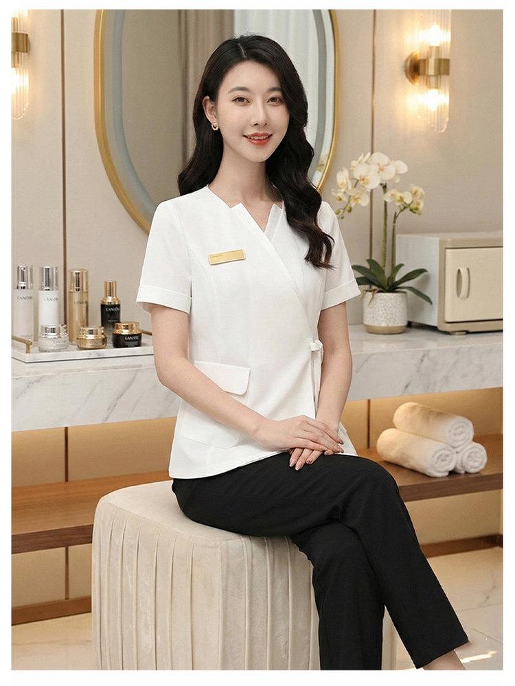 7부 반팔 피부관리사복 근무복 피부샵 미용사 병원데스크 - 상세 이미지 3