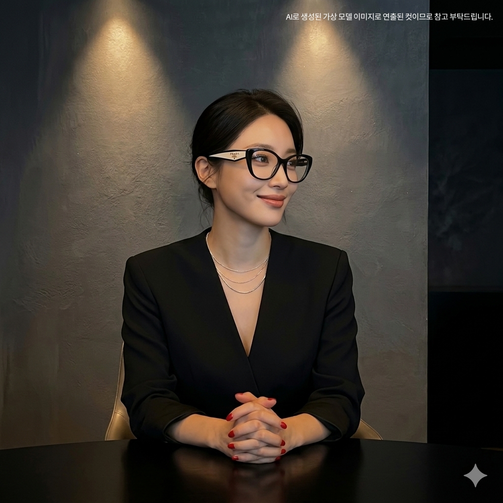 프라다 안경 VPR B04F 16K1O1 얼굴 작아 보이는 명품 캣아이 여자 뿔테 안경테 - 상세 이미지 2