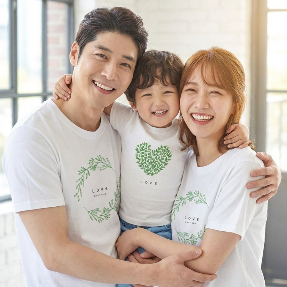 몽피마피 러브가든 가족티 패밀리룩 돌촬영 여행 사진의상 반팔 맨투맨 - 상세 이미지 2