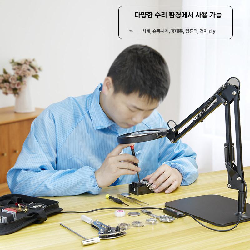 책상용 돋보기 작업용 스탠드 확대경 LED 신문 E. 30배 단일거울 - 상세 이미지 5