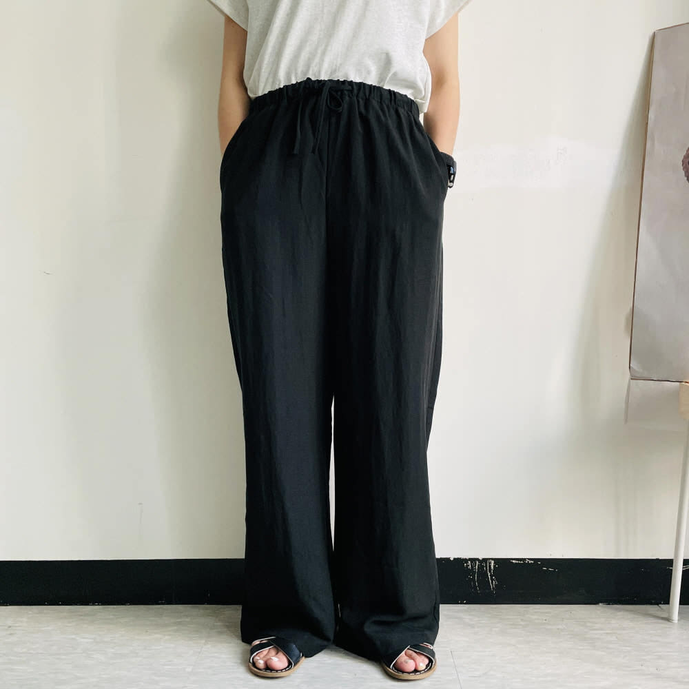린넨바지 린넨와이드팬츠 고무줄 여름통바지 시원한 팬츠 - 상세 이미지 3