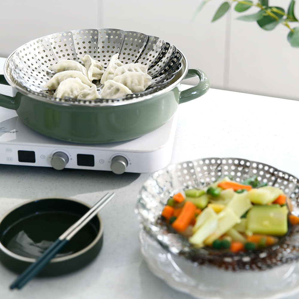 스텐 찜기 국산 삼발이 바구니형 접이식 찜판 찜채반 찜기 소 - 상세 이미지 4