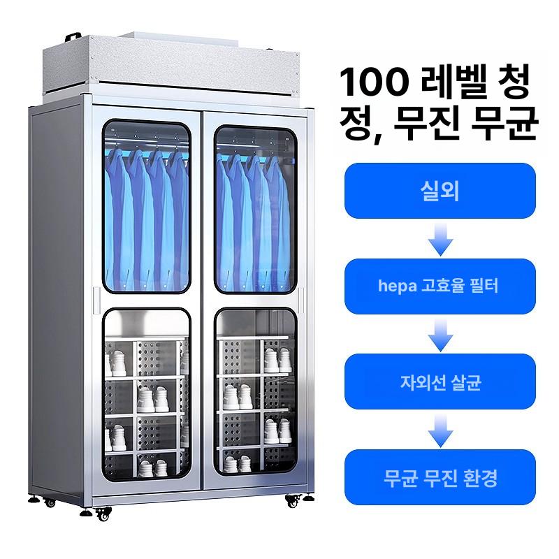 산업용 제전 옷장 캐비넷 락커 클린룸 작업복 살균 전부 상단 슬라이딩문 + 정화기 + 20칸 1.4mm - 상세 이미지 3