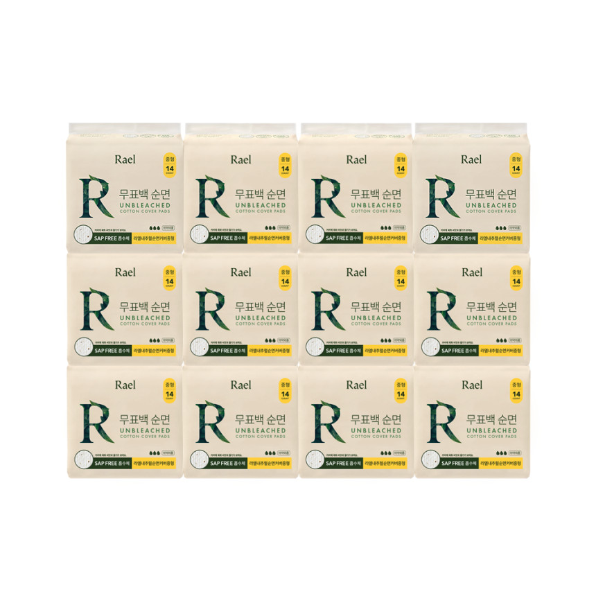 [12팩무표백 순면커버 생리대 중형 사진 1
