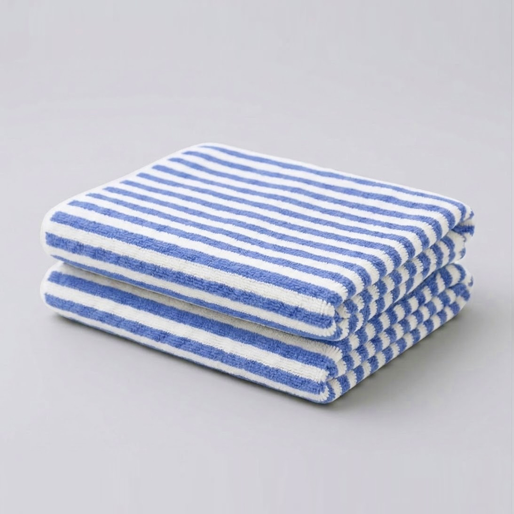 소프넬 선염 핀스트라이프 호텔바스 비치 타올 면 100% 고중량 640g 160x80cm, 스카이블루 - 상품 이미지