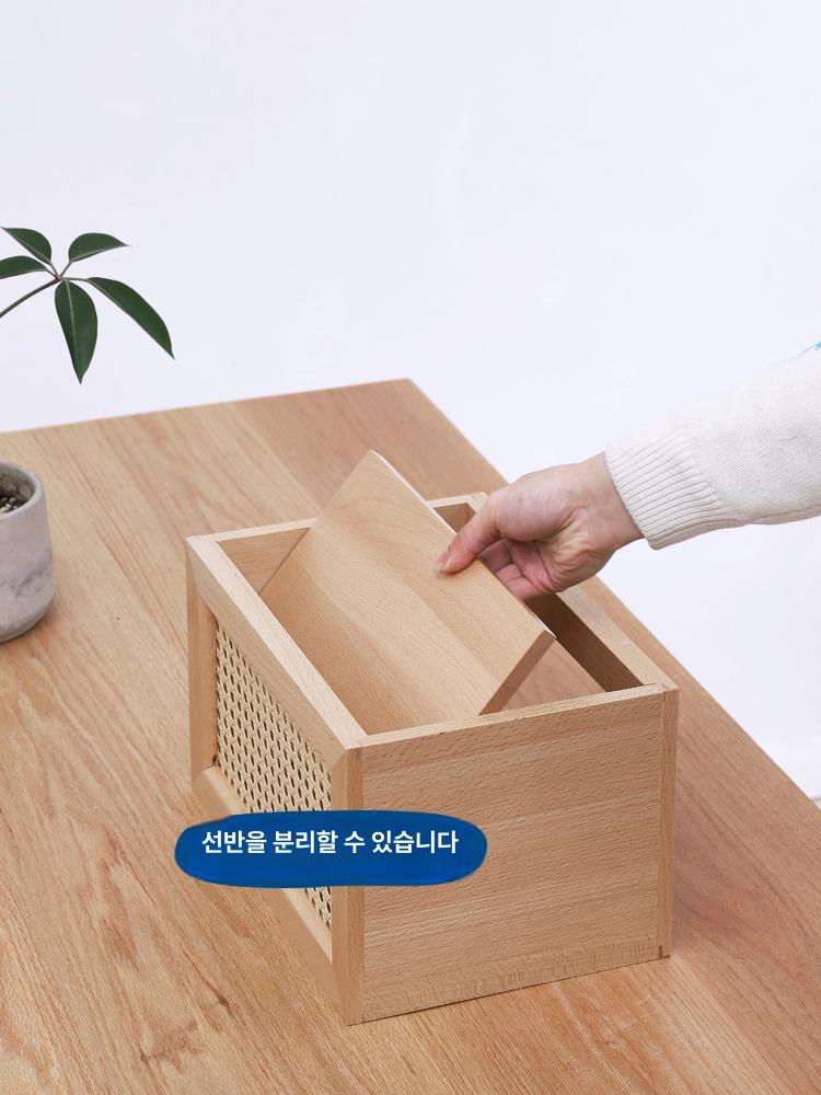 공유기정리함 원목 라탄 보관함 와이파이 커버 수납함 소형 - 상세 이미지 4