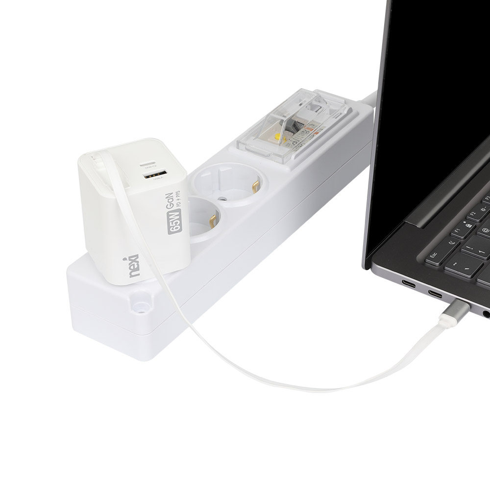 넥시 65W 3포트 GaN USB PD-PPS 자동 줄감김 C타입 초고속 충전기 NX-WC65W NX1620 - 상세 이미지 3