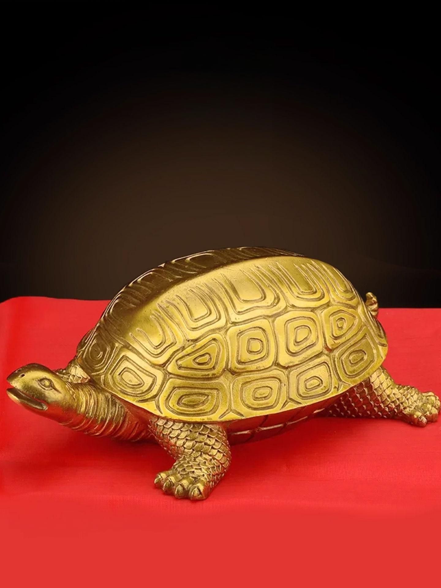 황금 거북이 조각상 구리 천년 금전 선물 기원 풍수 천년 24.5cm - 상품 이미지