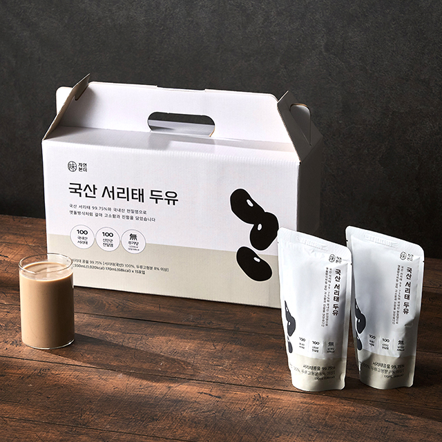 [1+1 50%] 자연본미 국산서리태두유 걸쭉한 순수 건강 맷돌 콩물 두유 [원산지 국산] 170ml, 30개 이미지 4