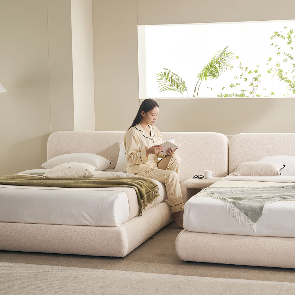 장인가구 도우 부클레 패브릭 헤드형 평상형 호텔 침대 프레임 LK