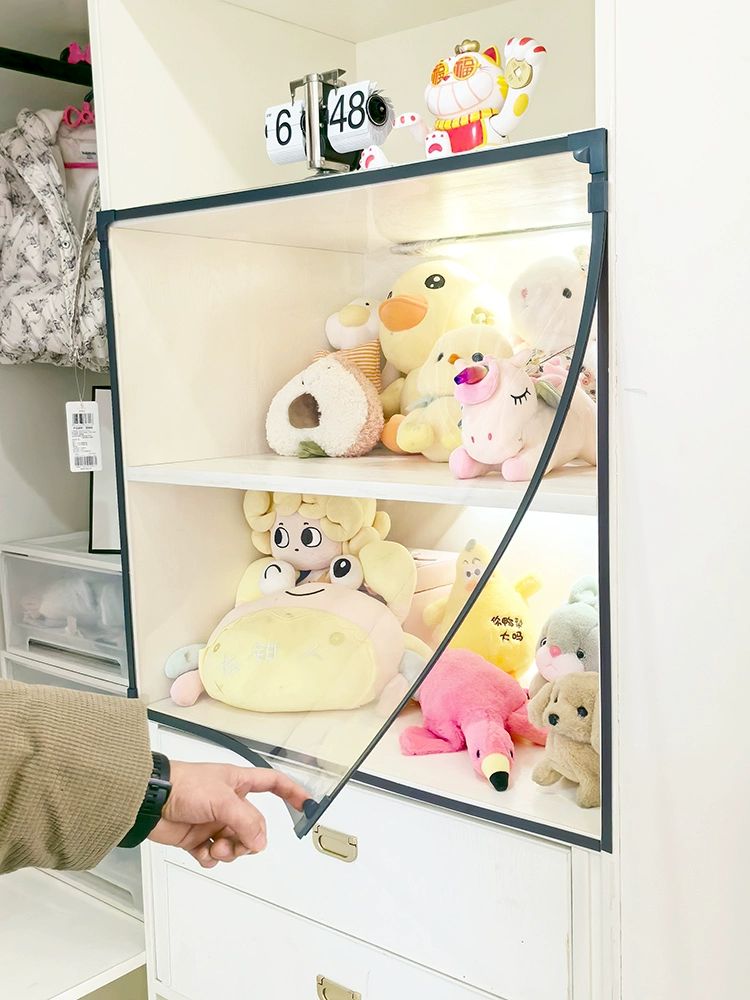투명 책장가리개 pvc 가림막 수납장 오프화이트 문달기 베이지화이트 120x135cm - 상품 이미지
