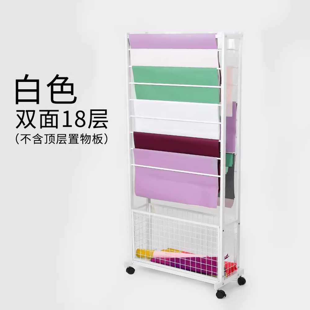 포장지 거치대 원단 진열대 이동식 정리대 꽃가게 랙 150x67x32cm 화이트/상판 없음/18단 - 상세 이미지 4