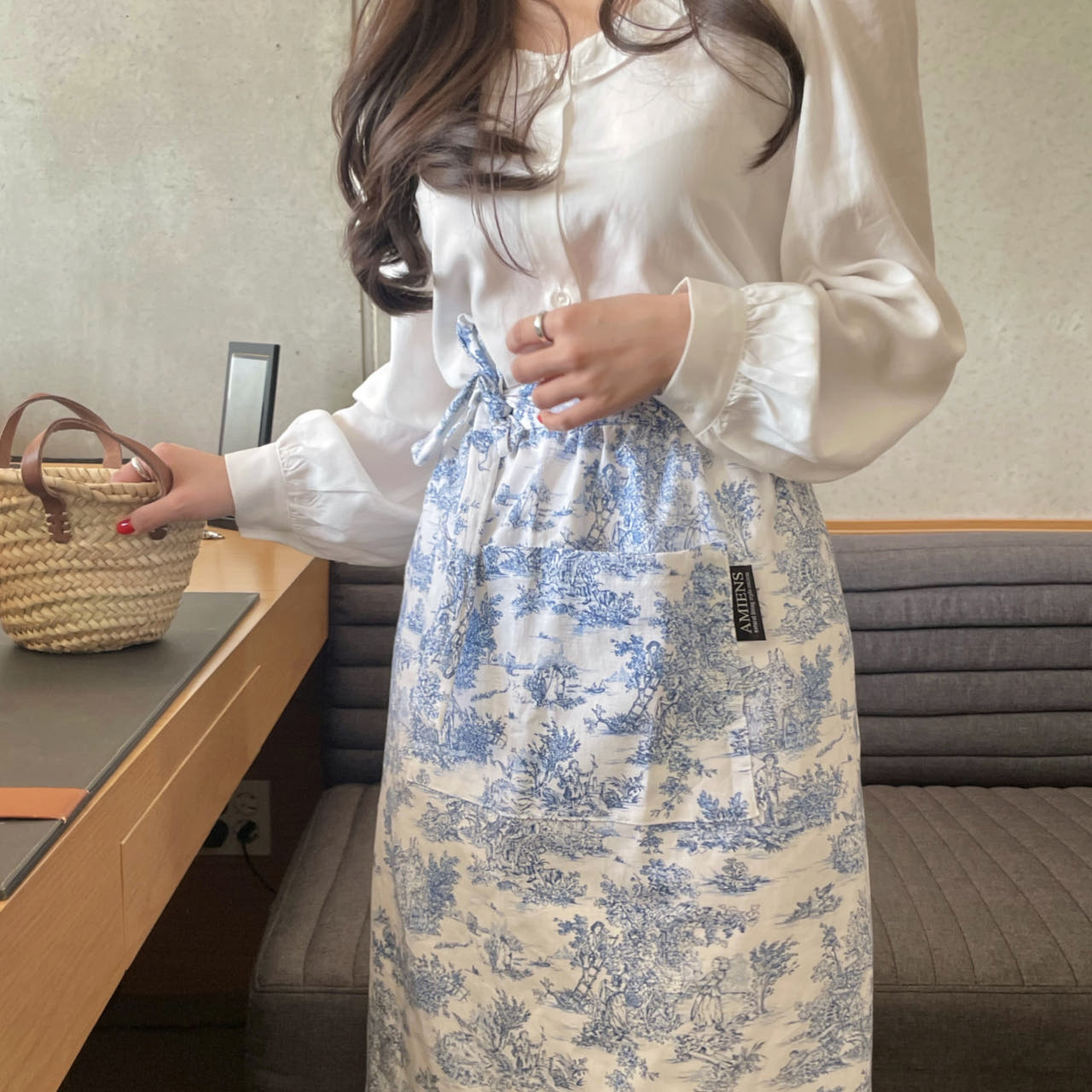 아미앙스 앞치마 어린이집 카페 주방 하프 허리 에이프런