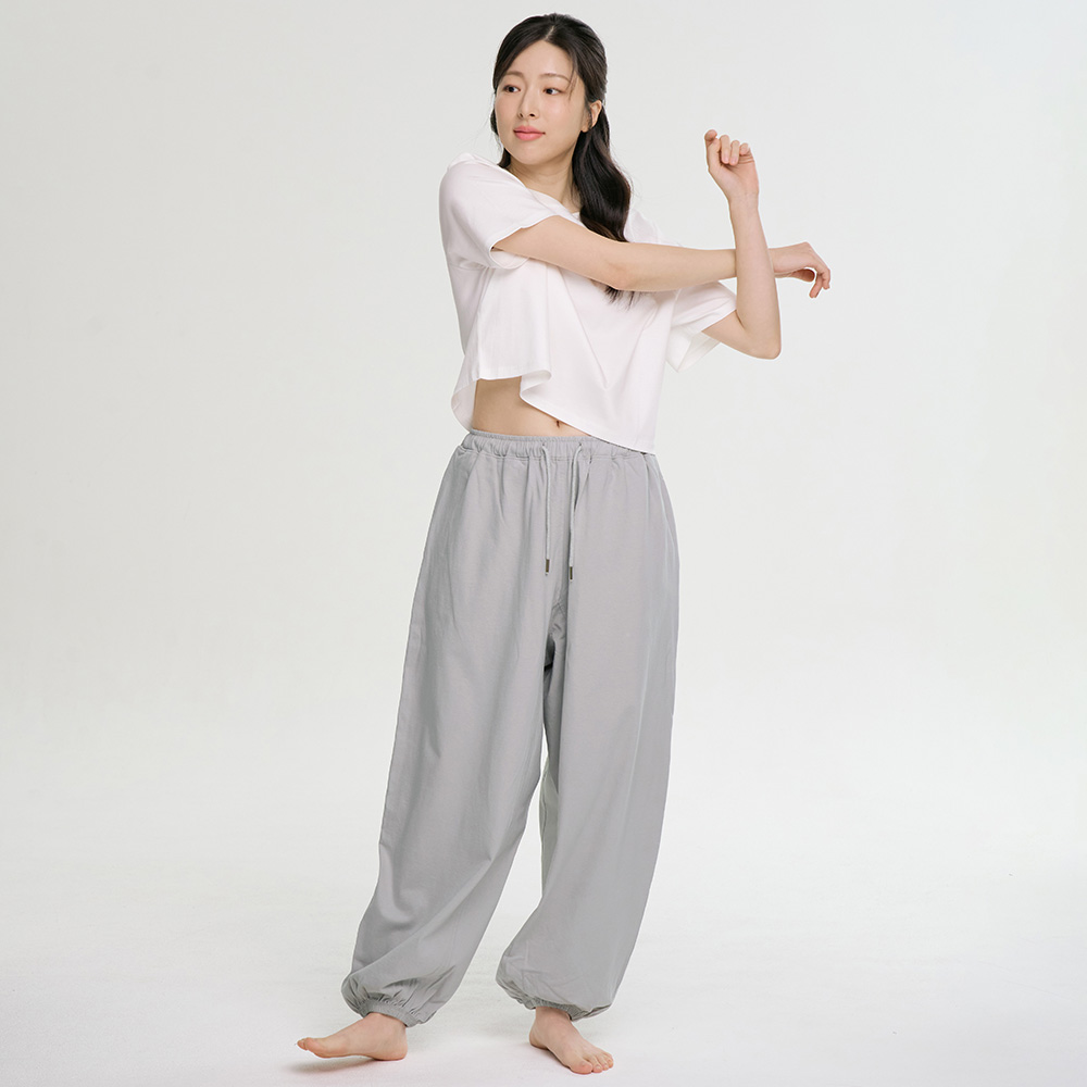 우붓 그레이 여성 소프트 면 요가 하렘 바지 원마일웨어 - 상세 이미지 3