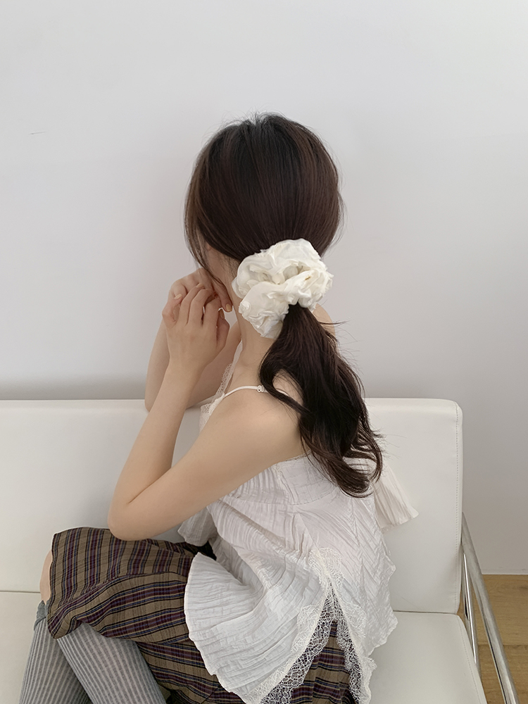 [자체제작/국내생산] 프레쉬 플라워 스크런치 L - 자카드 꽃 풍성 빅사이즈 곱창밴드 이미지 2