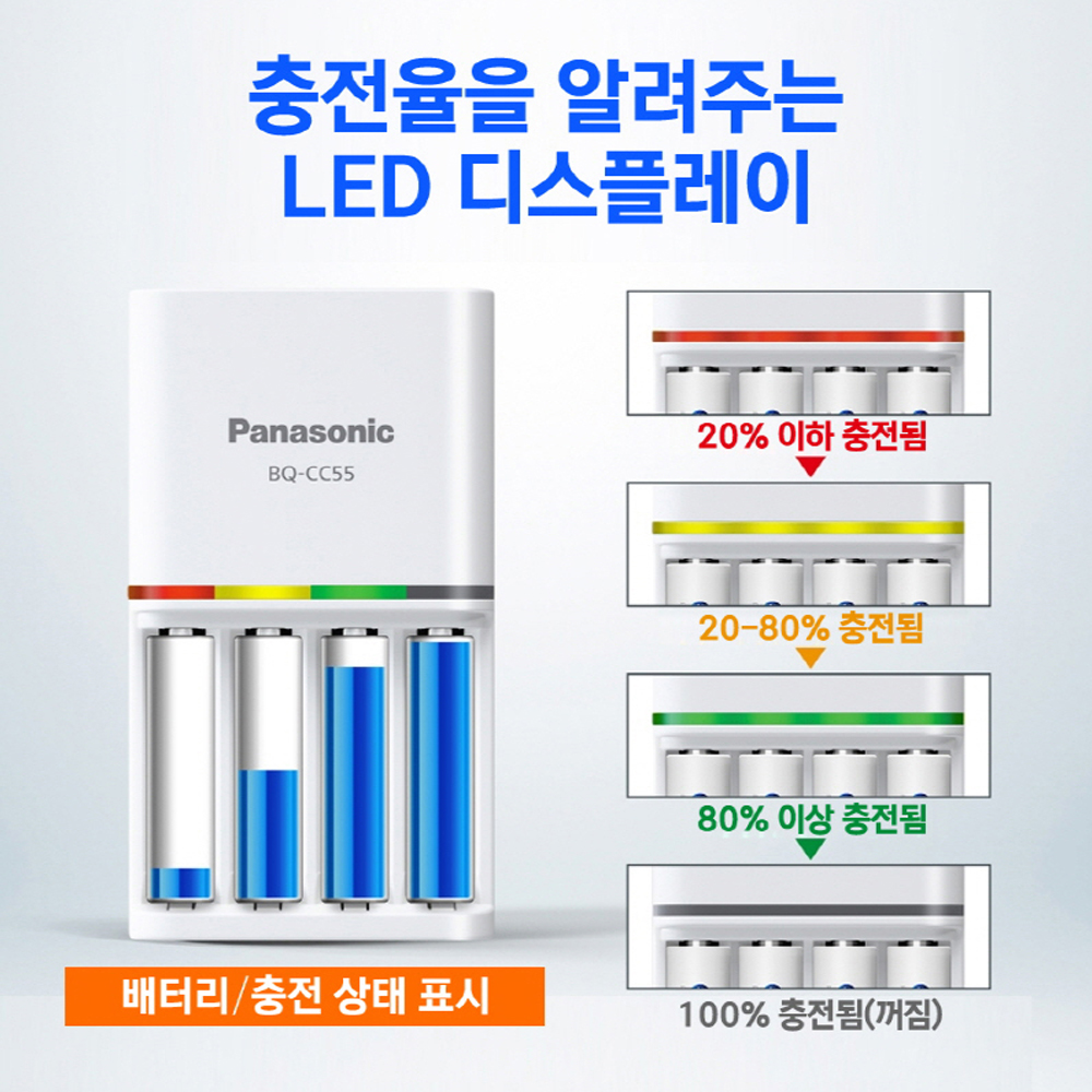 파나소닉 스마트 고속 급속 배터리 건전지 충전기 AA AAA 충전겸용 AC 100-240V 이미지 6