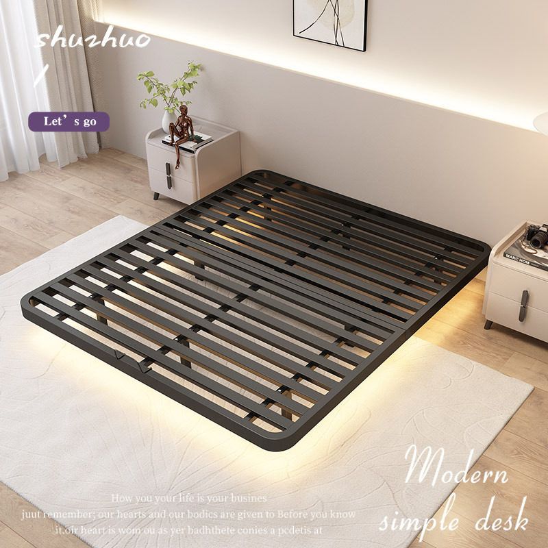 철제 침대 프레임 모던 심플 플로팅형 더블 싱글 겸용 블랙 싱글 침대 1000mmx1900mm - 상세 이미지 2