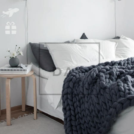 데이슬롯 왕 손뜨개 담요 다크네이비 80x100cm 차량담요