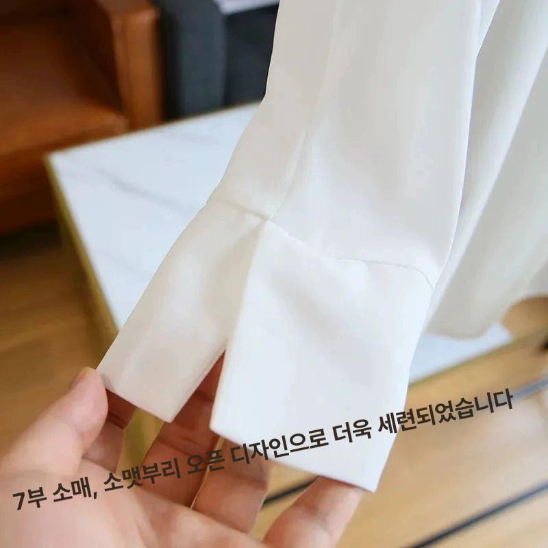 여름쉬폰자켓 루즈핏 7부 빅사이즈 여름자켓 시폰 블랙 S 40.0-47.5kg - 상세 이미지 4
