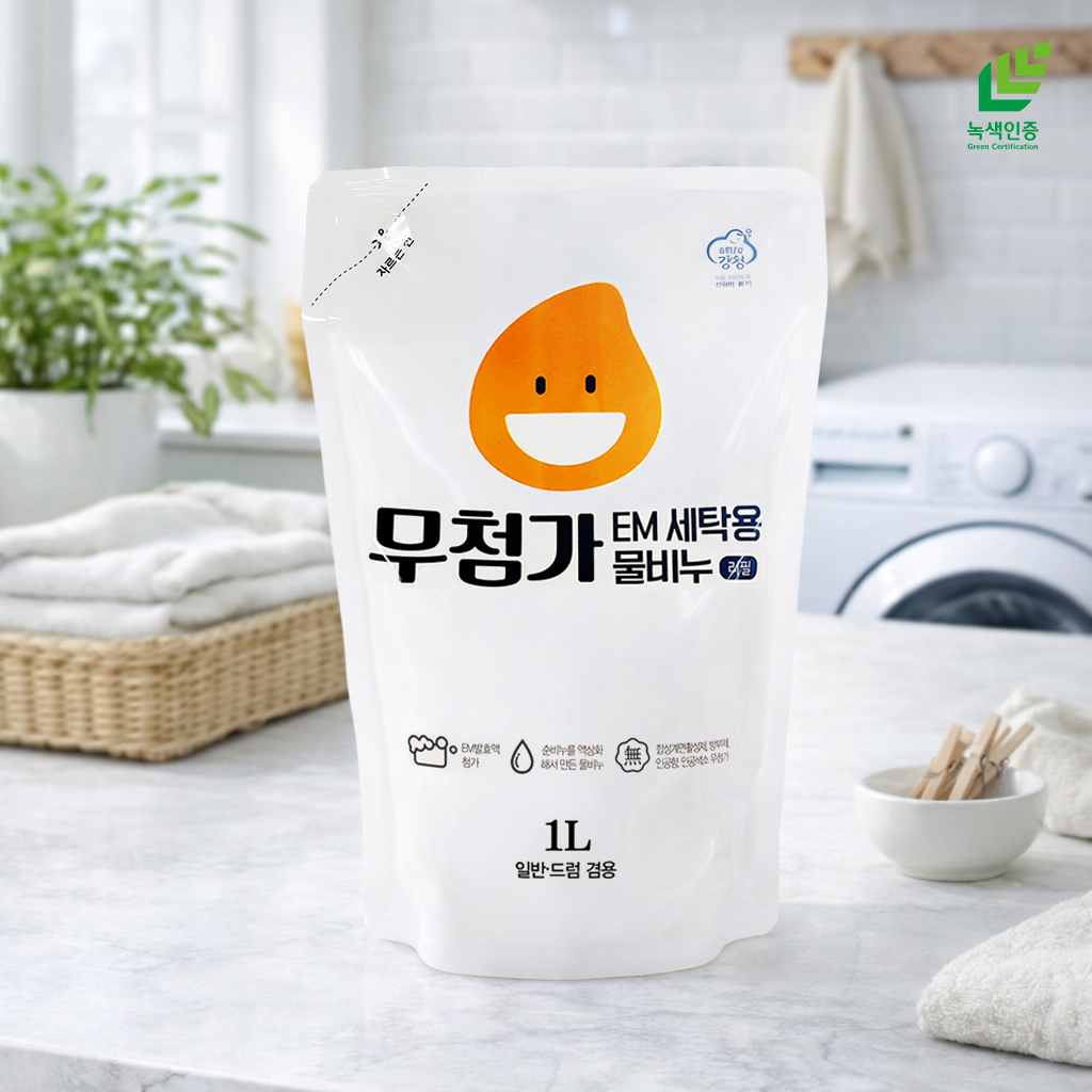 강청 EM 액상 세탁세제 드럼 일반용 1L 리필형 - 상품 이미지