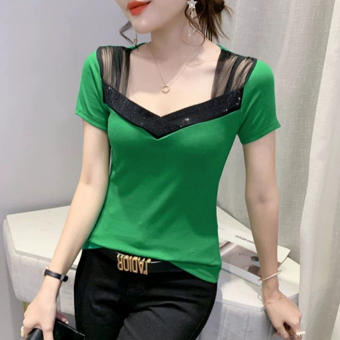 라인 줌바 댄스복상의 에어로빅 댄스옷 방송 스포츠 라틴 그린 S - 상품 이미지