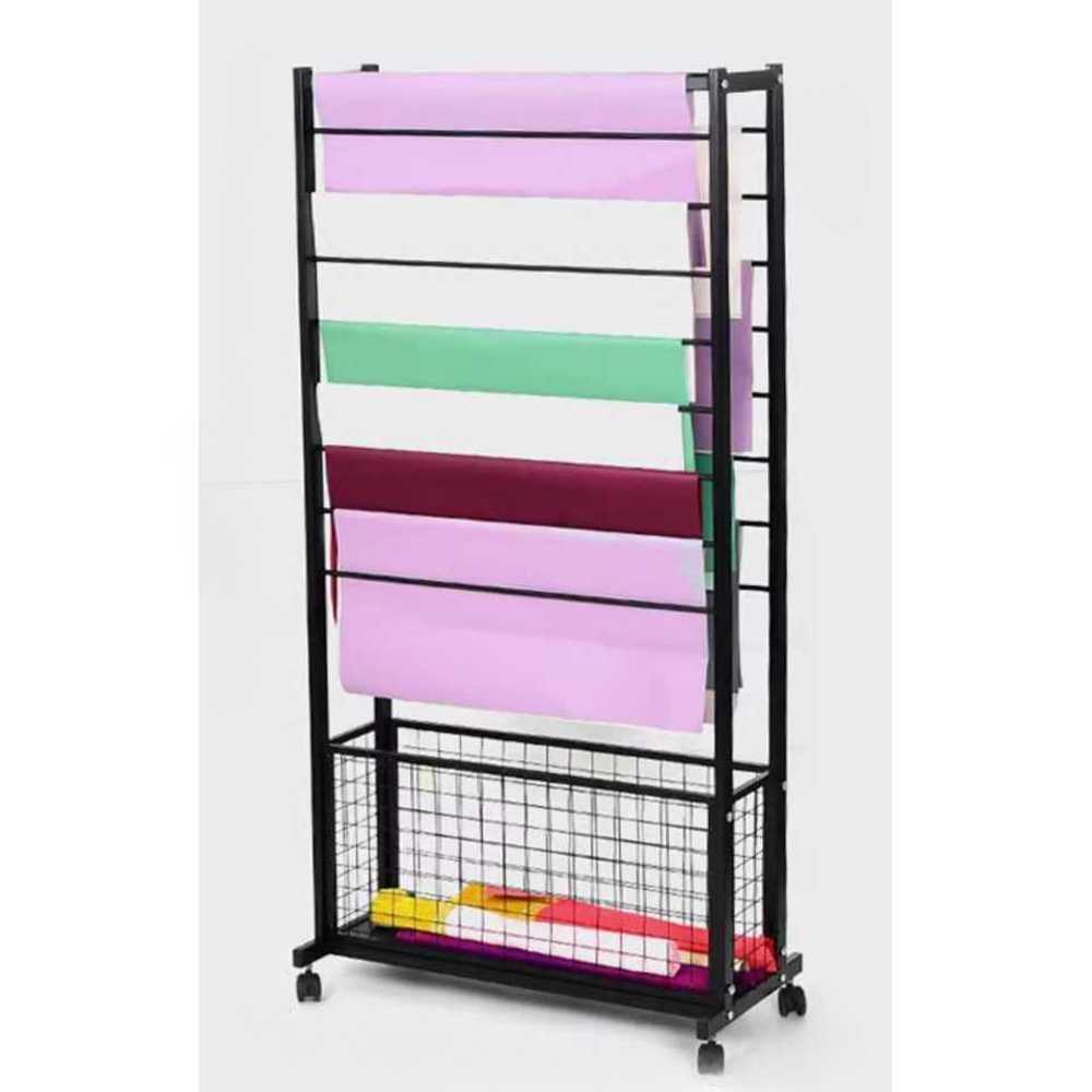 포장지 거치대 원단 진열대 이동식 정리대 꽃가게 랙 150x67x32cm 화이트/상판 없음/18단 - 상품 이미지