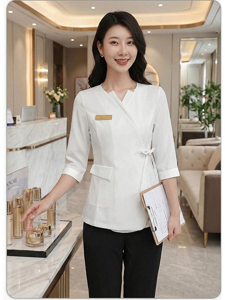7부 반팔 피부관리사복 근무복 피부샵 미용사 병원데스크 - 상세 이미지 2