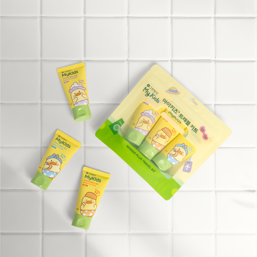 그린핑거 마이키즈 플러스 푸아 트래블 키트 (로션40ml+워시40ml+샴푸40ml) / 여행용, 3종, 미니어처, 키트, 어린이, 유아, 베이비 상품 이미지