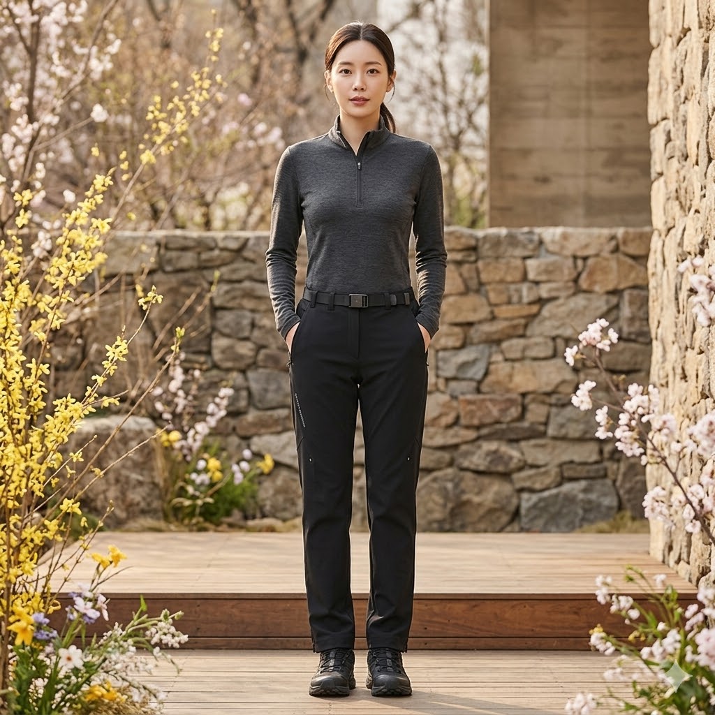 네파 여자 봄 간절기 아웃도어 스판 밑단 핏 조절 등산바지 - 상세 이미지 2