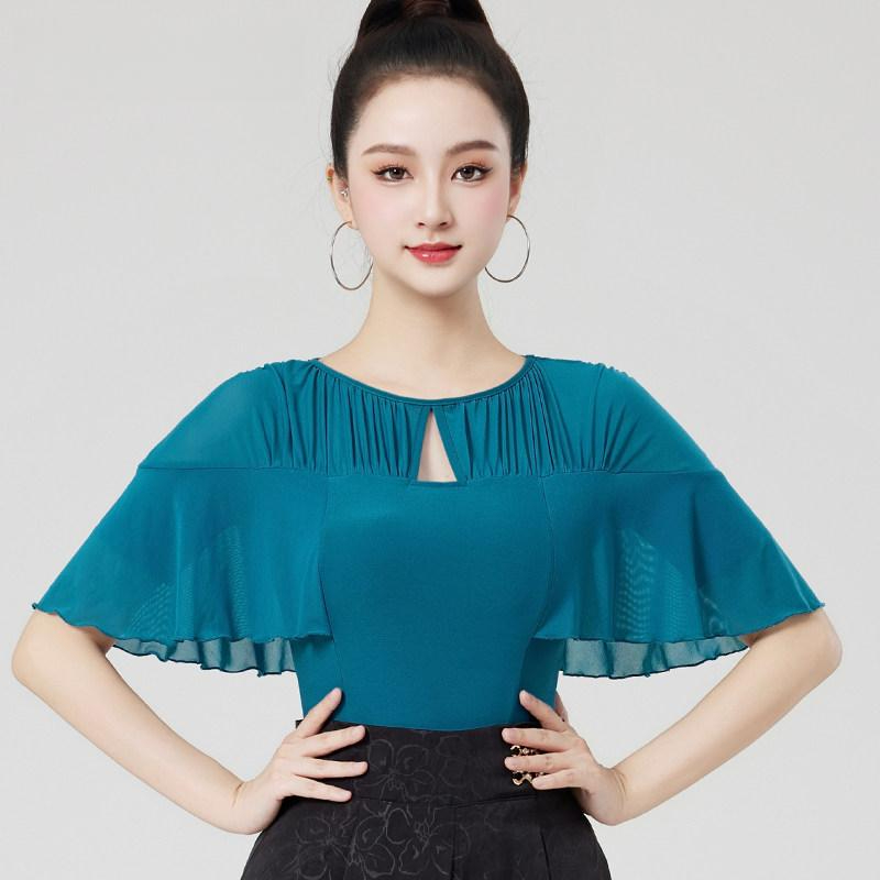 여성 라인댄스의상 줌바 모던 방송 사교 라틴 댄스복 공연복 피콕블루 S - 상품 이미지
