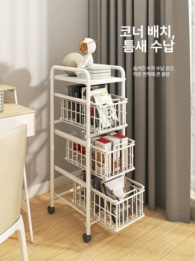 틈새장 스탠딩 주방 슬라이딩 부엌 다이 화이트 5칸 - 상세 이미지 2